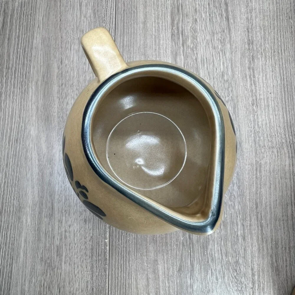 Vtg Pfaltzgraff Folk Art Sugar Bowl Creamer Set of 3 Stoneware Floral Blue Tan - Picture 10 of 16
